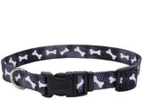 Coastal Pet Styles Nylon Adjustable Dog Collar Black Bones 1" W x 18-26" Long-Dog-www.YourFishStore.com
