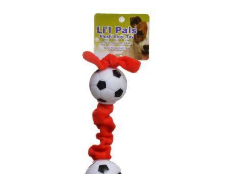 Li'l Pals Soccer Ball Plush Tug Dog Toy - Red, Black & White