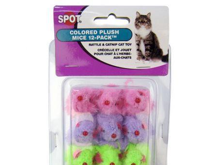 Spot Colored Fur Mice Cat Toys