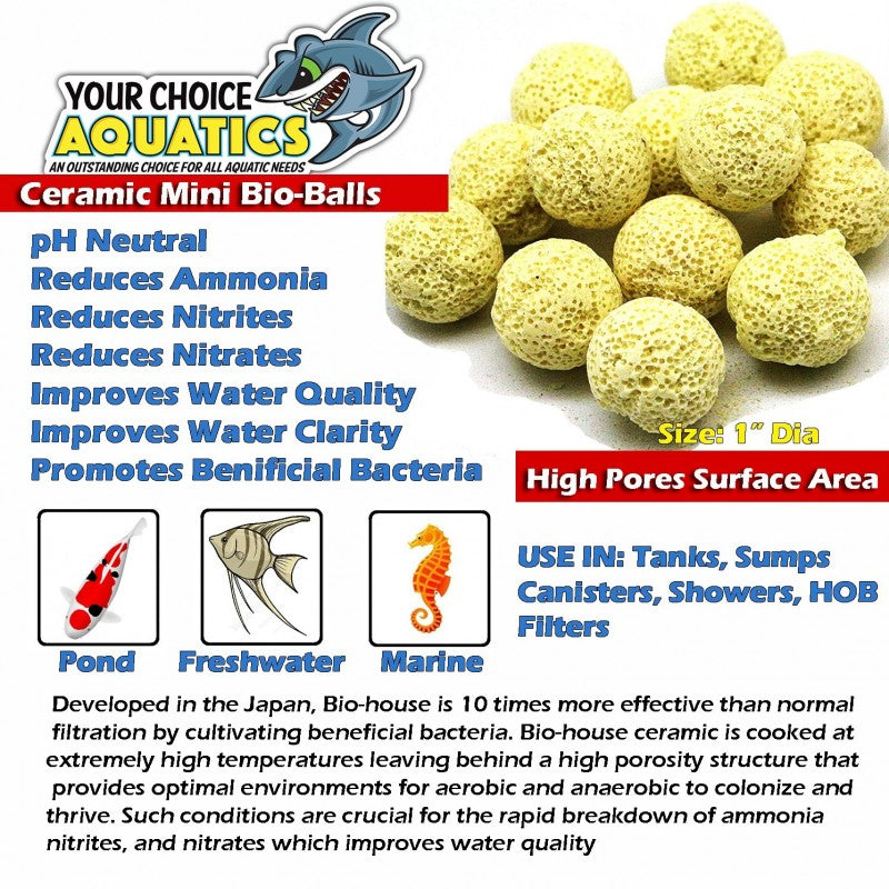 1 lb Your Choice Aquatics Ceramic Mini Bio Balls