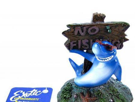 Blue Ribbon Cool Shark No Fishing Sign Ornament