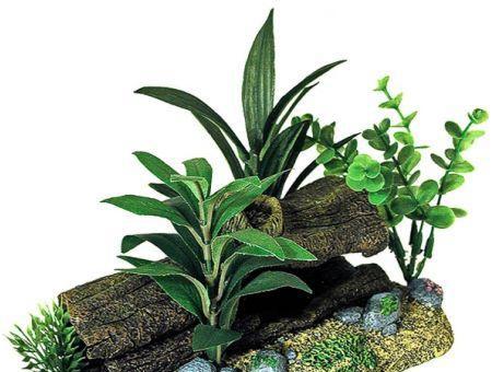 Blue Ribbon Exotic Environments Log Cavern Jungle Floral Aquarium Ornament