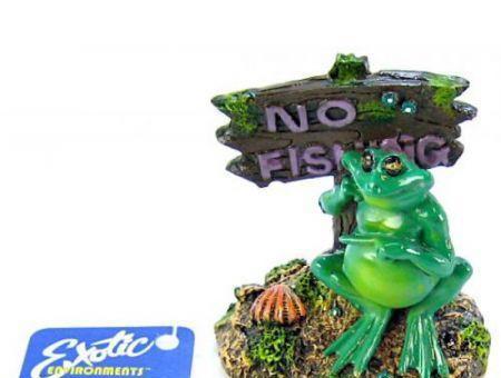 Blue Ribbon Pot Belly Frog No Fishing Sign Ornament