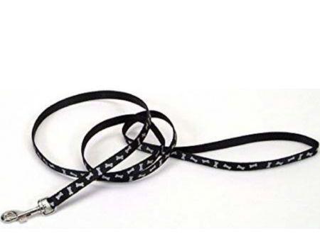 Coastal Pet Styles Nylon Adjustable Dog Leash Black Bones 1" W x 4' Long