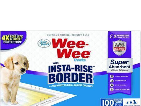 Four Paws Wee Wee Insta Rise Border Quilted Pads - 23 x24