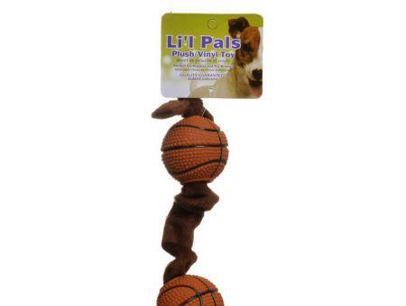 Li'l Pals Plush Basketball Plush Tug Dog Toy - Brown