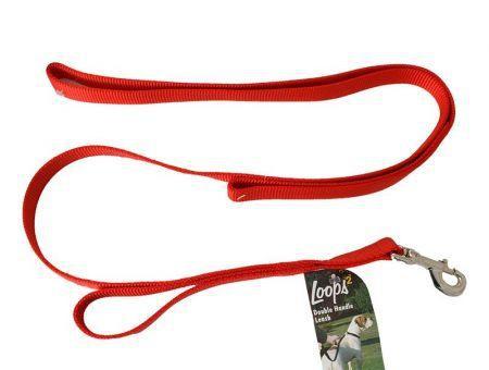 Loops 2 Double Nylon Handle Leash - Red