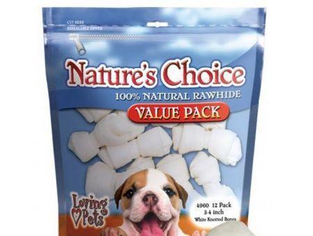 Loving Pets Nature's Choice 100% Natural Rawhide Knotted Bones Value Pack
