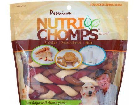 Nutri Chomps Premium Mixed Flavor Braids Dog Chews 6 Inch