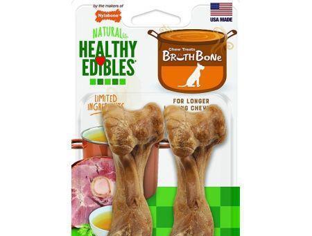 Nylabone Natural Healthy Edibles Broth Bone Chew Treats - Ham Flavor - Medium