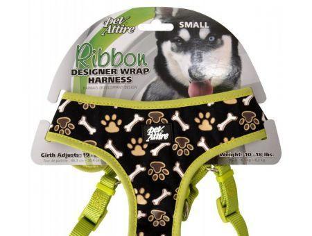 Pet Attire Ribbon Brown Paw & Bones Designer Wrap Adjustable Dog Harness