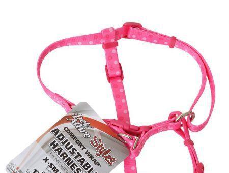 Pet Attire Styles Polka Dot Pink Comfort Wrap Adjustable Dog Harness