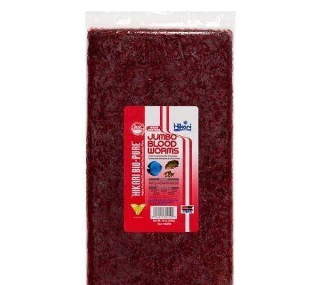X5 Packs - 16 Oz Jumbo Blood Worms Flat Fish Food - Frozen - For