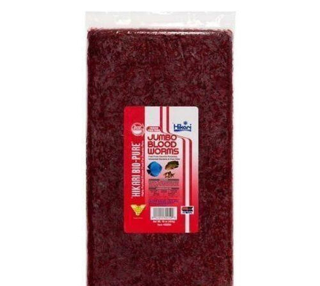 X5 Packs - 16 Oz Jumbo Blood Worms Flat Fish Food - Frozen - For Finicky Eaters